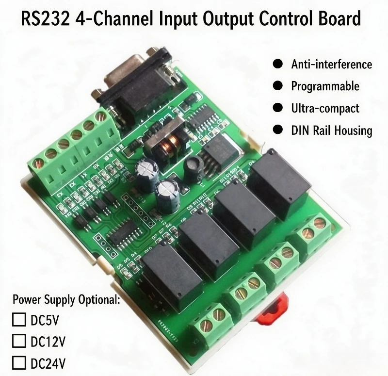 YLP-4.4 DC 12V 24V 4 Channel Serial Port Relay Control Board Switch Input Status Detection Optional Remote Control