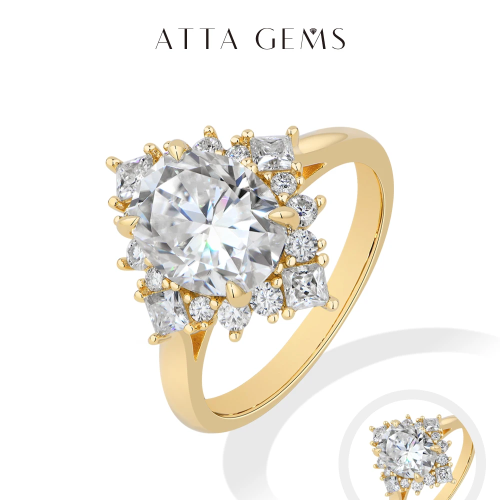 

Кольцо ATTAGEM Luxury Snowflake Halo с муассанитом, серебро 925 пробы, 3 карата, овальная огранка, обручальное/помолвочное кольцо для женщин, свадебное украшение, подарок