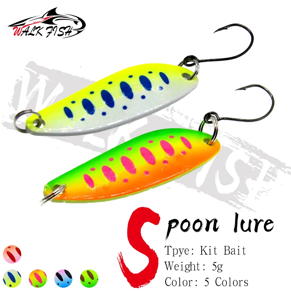 WALK FISH WALK FISH 5Pcs Spinning Fishing Bait 40mm 5g Fishing Spoon Trout Lure Fishing Lure Fishing Wobblers Spinner Bait Trout