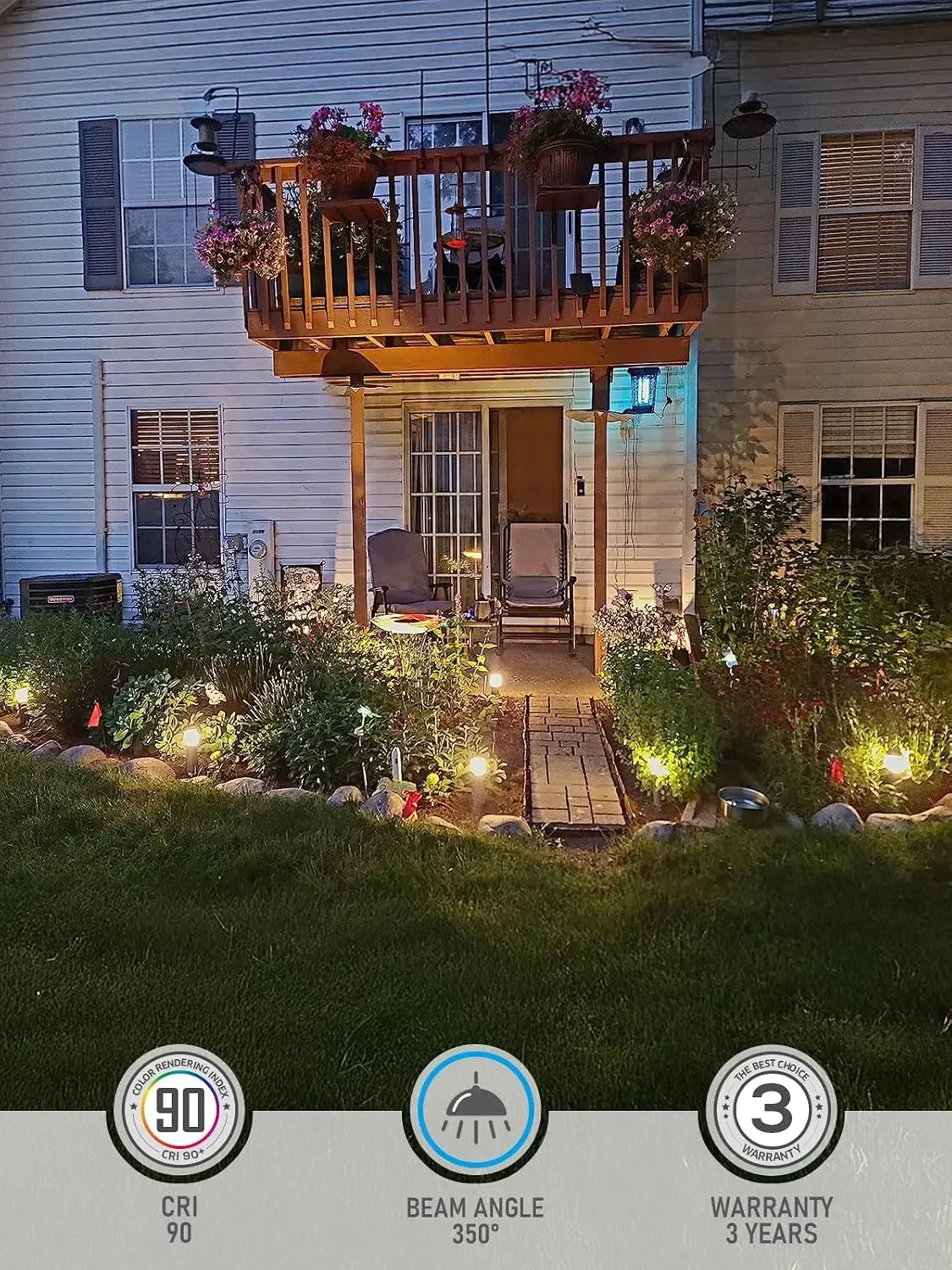 12-Pack Low Voltage Landscape Pathway Lights, 3W, CRI90, 3000K | 12-24V AC/DC, Aluminum, ETL, Warm White, Low Voltage LED Bollar