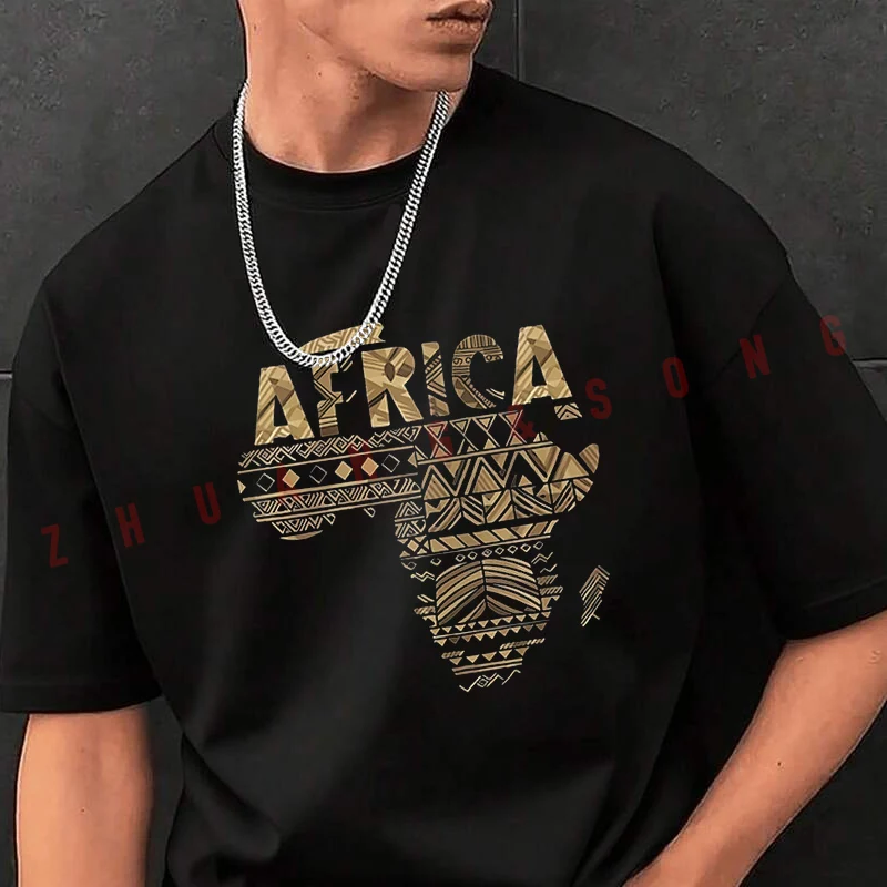 

Мужская модная футболка с африканским племенным принтом, с коротким рукавом, изысканный дизайн, базовая футболка