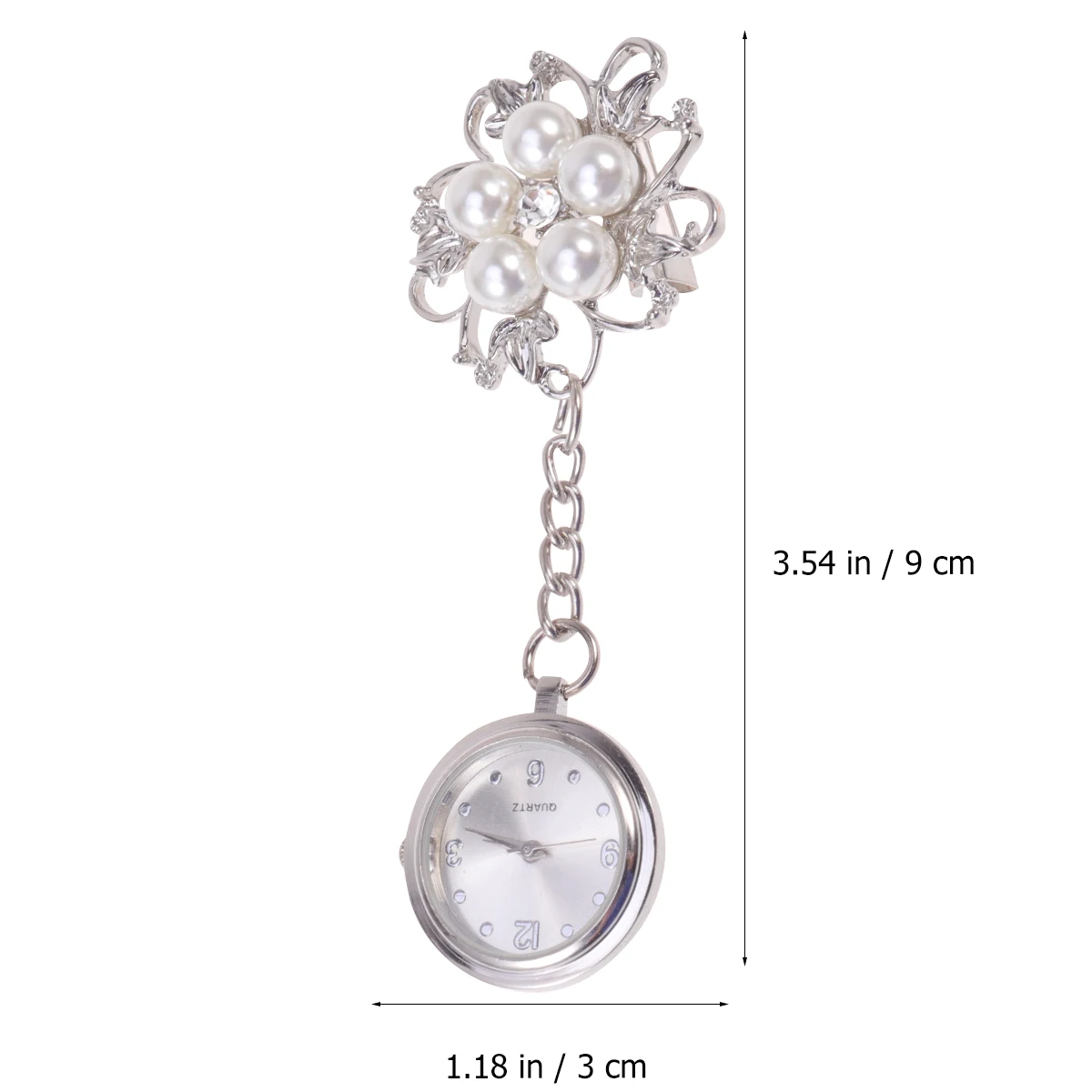 

Brooch Fob Watch for Nurses Doctors Silver Cartoon Pocket Watch Student Pin Premium Material Flower Design Timekeeping