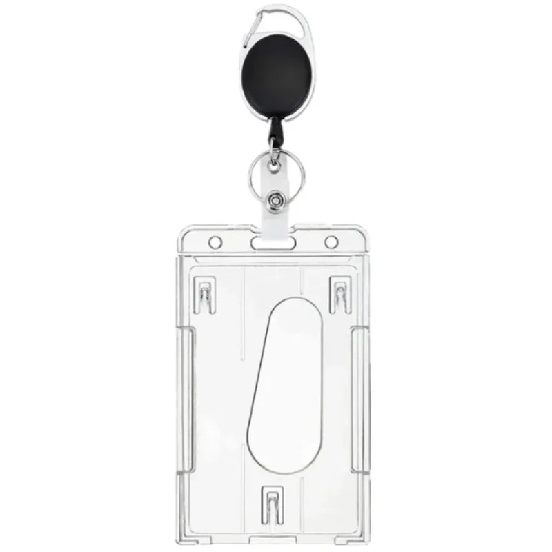 Porte-badge avec bobine d'identification, porte-carte de travail, clip vertical et horizontal, manchon transparent pour permis de travail, 1 ensemble