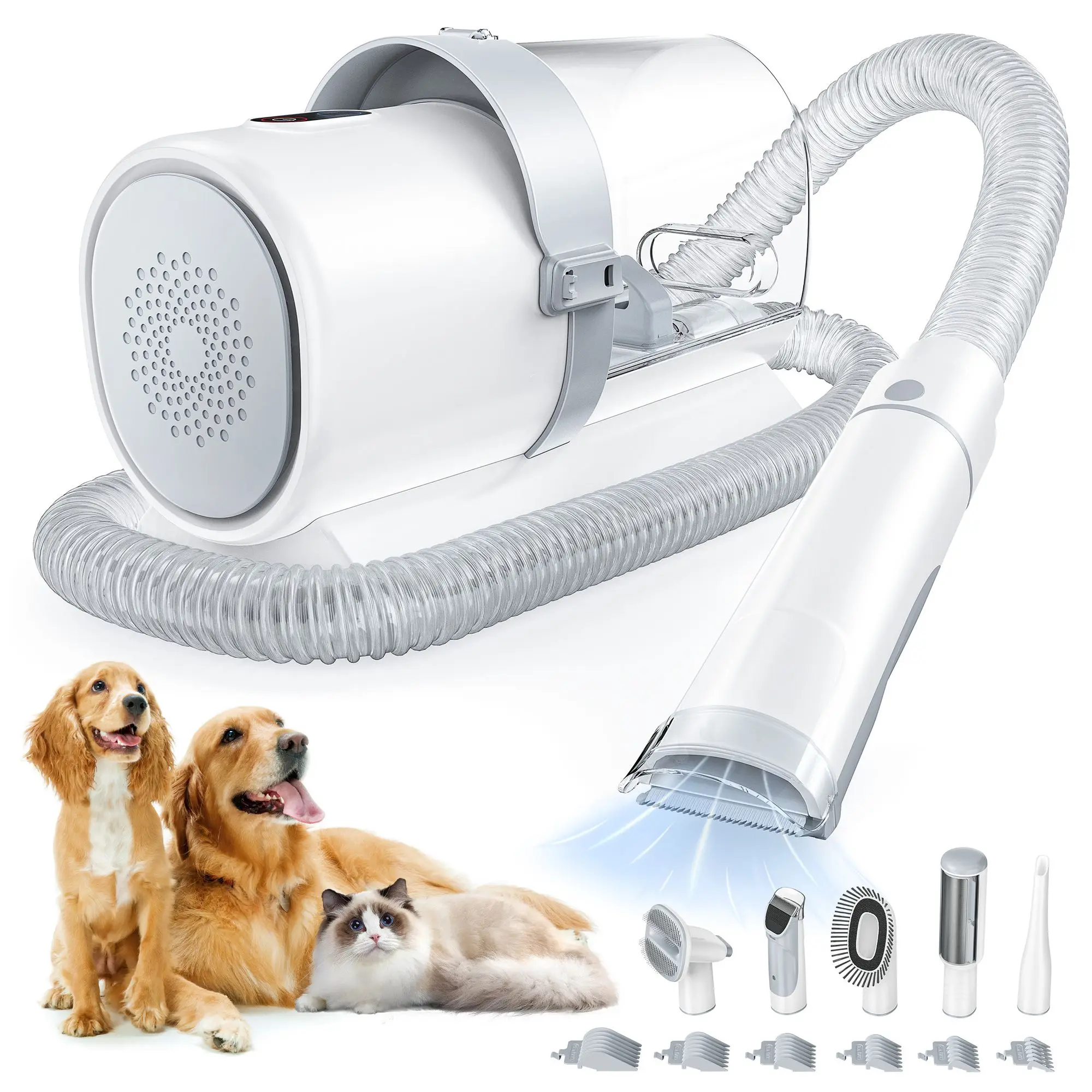

Professional Dog Grooming Clippers with 2.5L Cup, 3 Suction Modes, Cordless Clippers, 5 Groomer Tools,Low Noise Pet Hair Trimmer