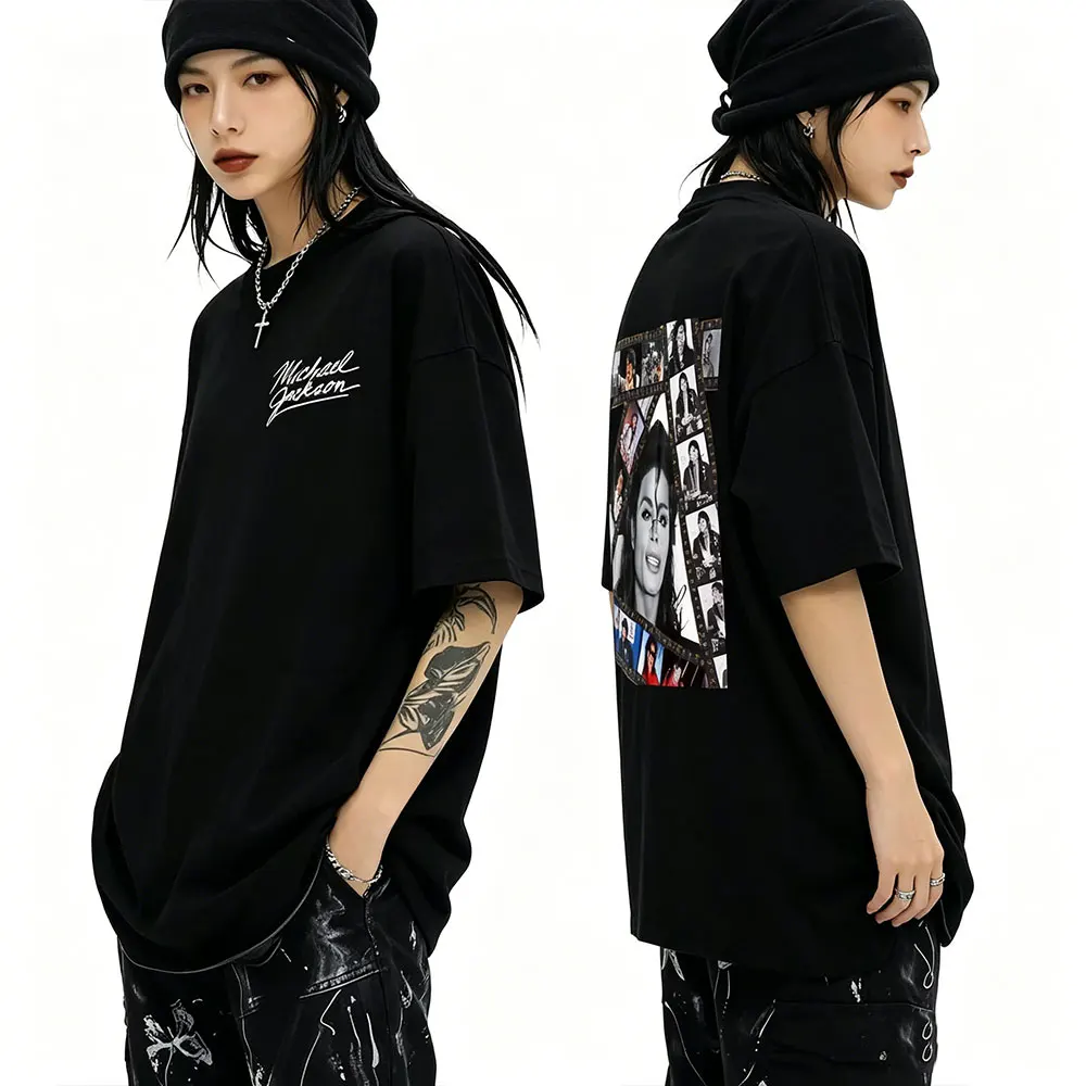Camiseta Clásica Retro con Gráfico de Michael Jackson, Camiseta Vintage de Rock Gótico para Hombre y Mujer, Camiseta Oversize de Hip Hop Punk para Hombre