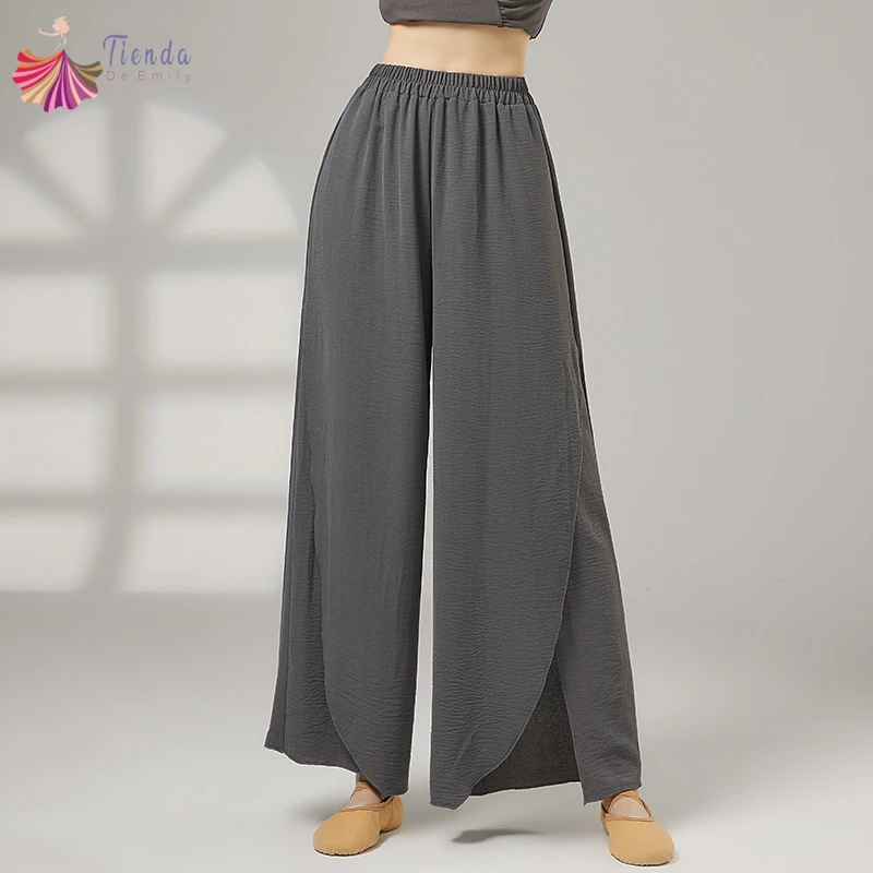 Pantaloni da danza classica da donna Pantaloni divisi da yoga Vita elastica Gamba larga Casual Costumi di linea di scena quotidiana Pantaloni da allenamento larghi