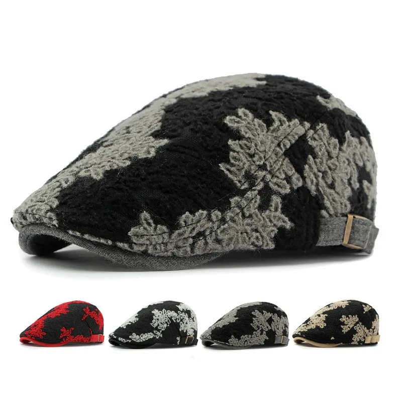 Autumn Cotton Print Newsboy Caps Flat Peaked Cap Men and Women Painter Beret Hats