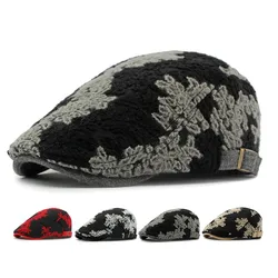 2023 Autumn Cotton Print Newsboy Caps Flat Peaked Cap Men and Women Painter Beret Hats 140