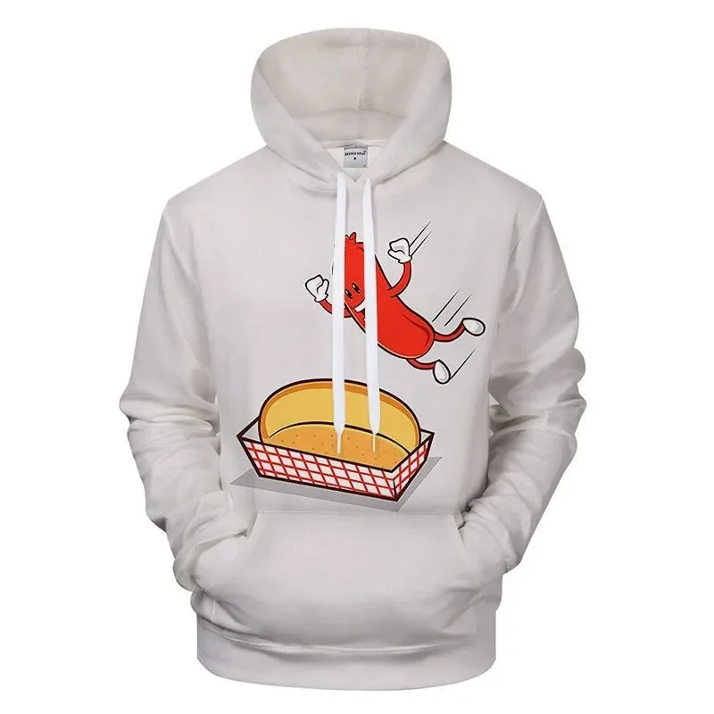 Funny Hot Dog Cartoon Pattern 3d Print Hoodie Men And Women Pullover Sweatshirt Tops Y2k Harajuku Sports Streetwear Kid Clothes