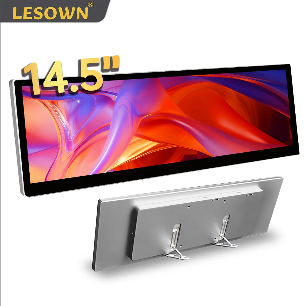 

LESOWN 14,5-дюймовый IPS-экран — 2560x720 Портативный сенсорный монитор, дисплей боковой панели с HDMI/USB-C для ноутбуков Raspberry Pi