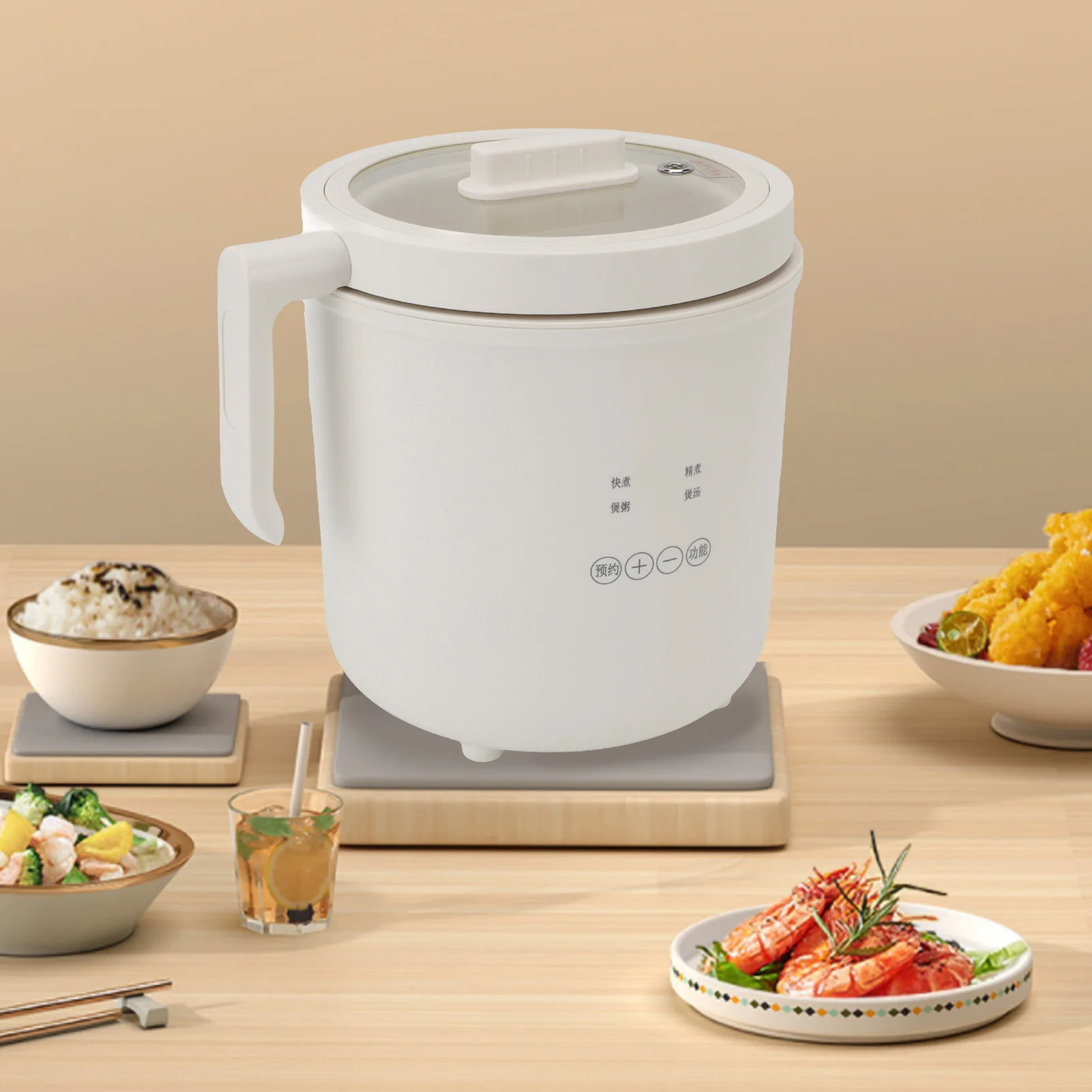 وعاء طبخ أرز صغير من الفولاذ المقاوم للصدأ متعدد الوظائف وعاء تسخين كهربائي صغير لطباخ الحساء للسفر في المكتب