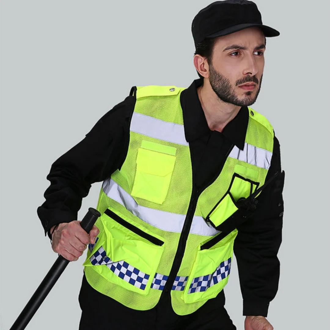 Breathable and Reflective Safety Vest for Autumn and Winter Mesh Pocket Traffic Vest Breathable for Railway and Running Sports