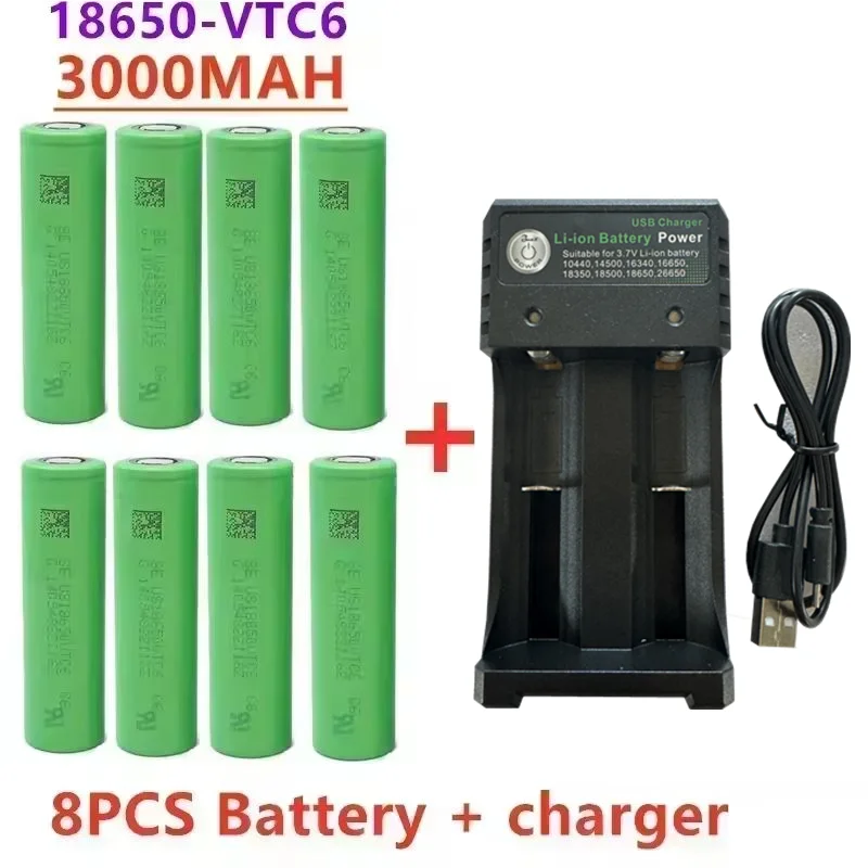 100% New 18650 Battery 3.7V 3000mAh Rechargeable Li-Ion Battery with Charger for Led Flashlight Batery Litio Battery+ Charger