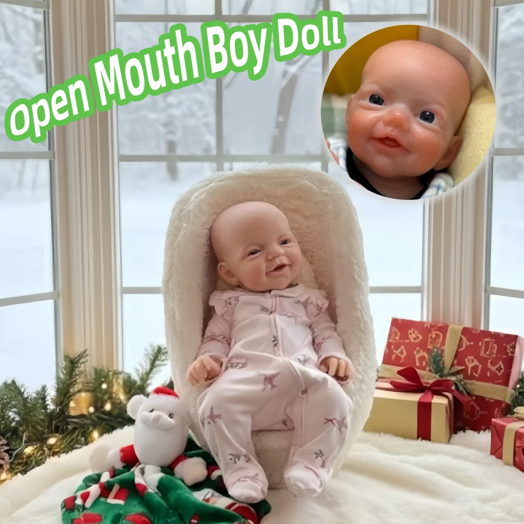 

20cm Can Open Mouth Charlie bebé reborn de silicona completa Boy Doll With Handmade Paint Skin Lifelike Newborn Silicone Doll
