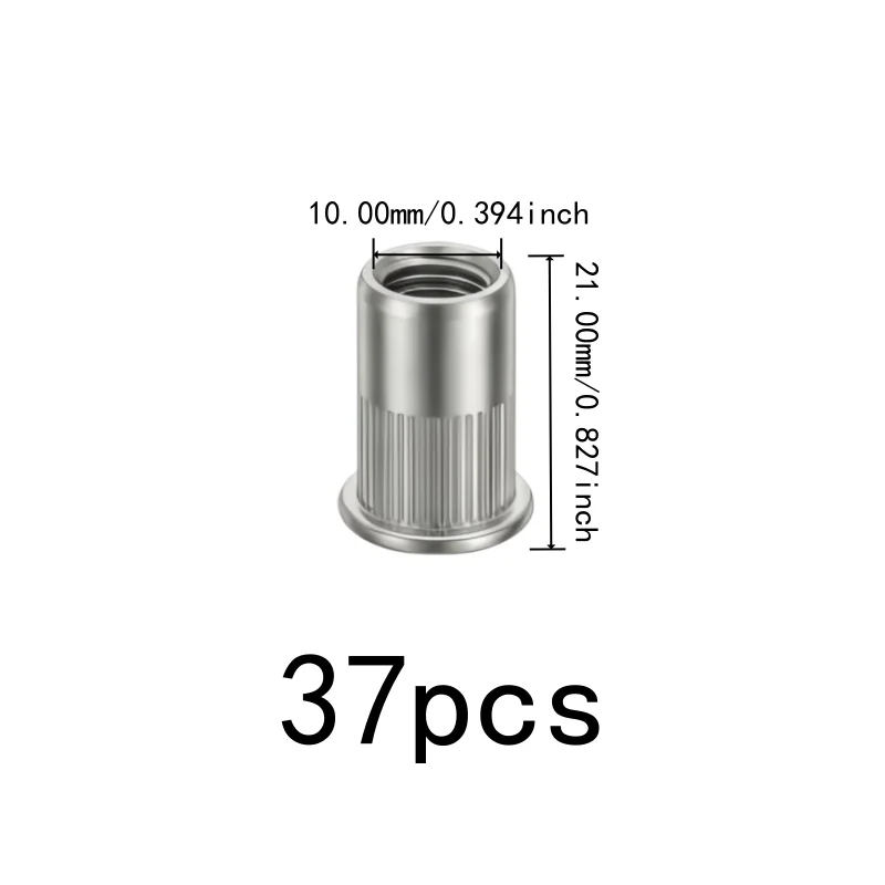 37 pcs M10 Flat Head Rivet Nuts for Industrial Fastening, Secure Threaded Connection, Corrosion Resistant