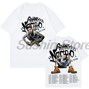 Camiseta masculina e feminina de manga curta, blusas de streetwear, roupas hip-hop, camiseta redonda, Santa Fe Klan Blanco y Negro Tour, 2024 10 principais vendas camisa de santa fe - №8