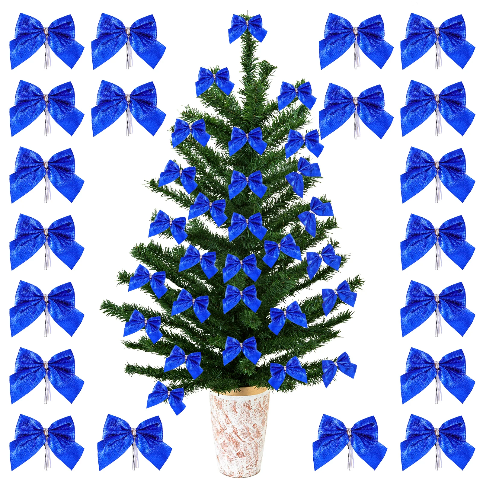 

60Pcs Christmas Bowknots Multi-Use Decoration for Tree Package Hair Headdress Xmas Craft DIY Ornament Supplies