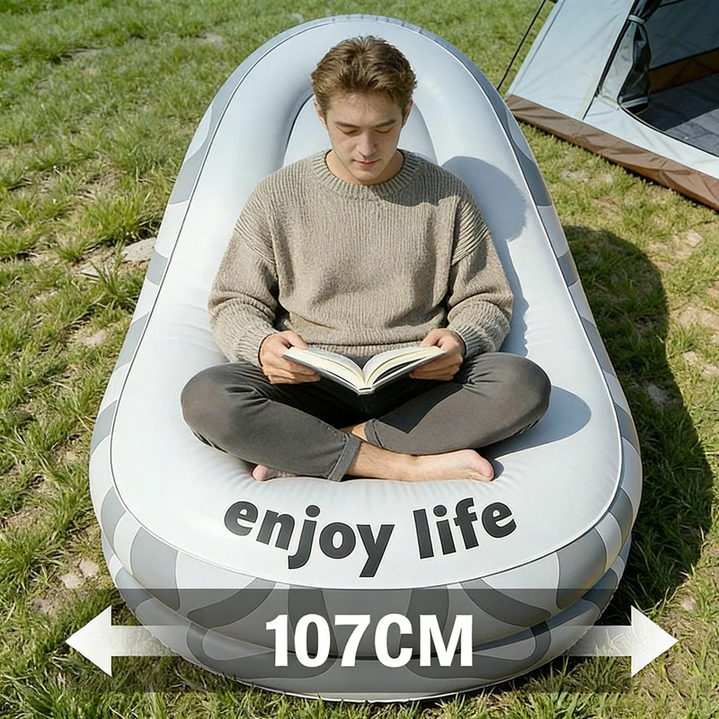 

Inflatable Lazy Sofa 3 Colors Portable Air Mattress Blow Up Comfortable Lounge Chair for Camping Home(No Pump)