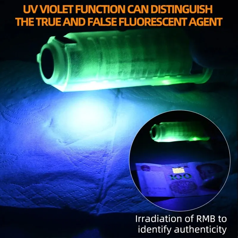 Mini Chaveiro Lanterna, Tipo C, Carregamento Rápido, Multi-função, Retrátil, Impermeável, Fluorescente, Aviso Magnético, Camping