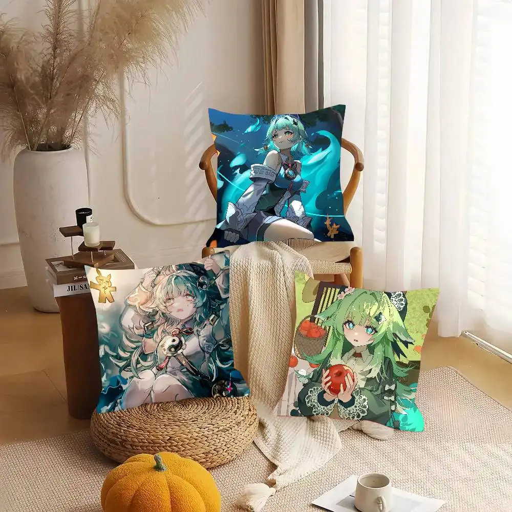 Huohuo Anime H-Honkai Star Rail Pillow Case Fashion Square Pillowcase Bedroom Sofa Room Ins Decoration Leisure