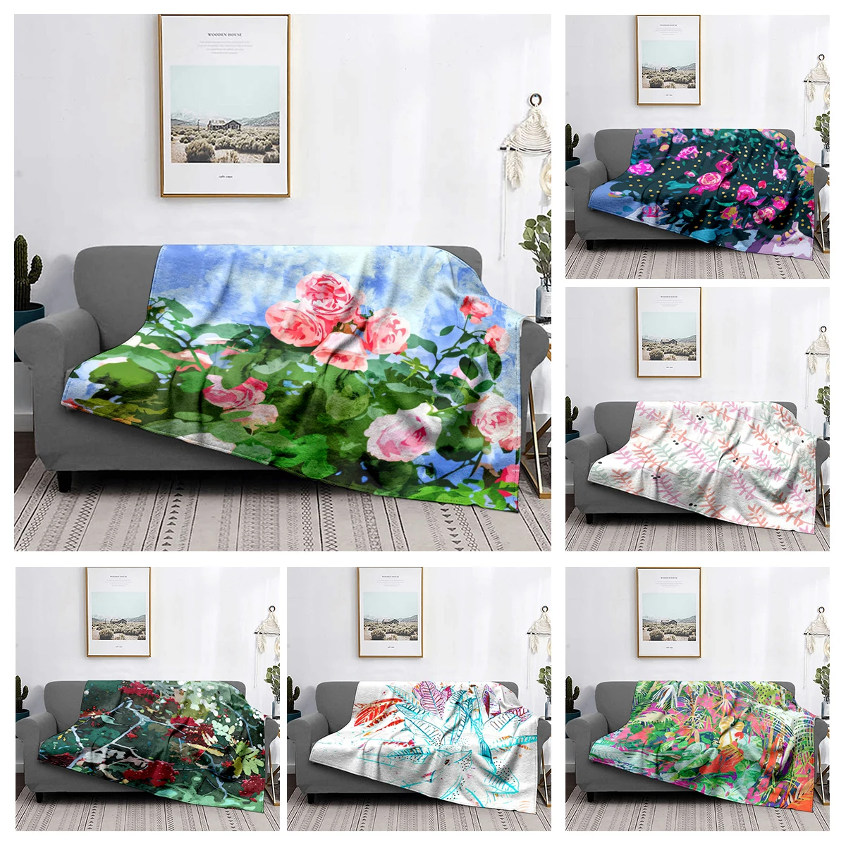 

Home decoration plush Throw Sofa blanket Anime animals Bedspread bed fluffy soft blankets decor Plaid Modern morandi Abstract