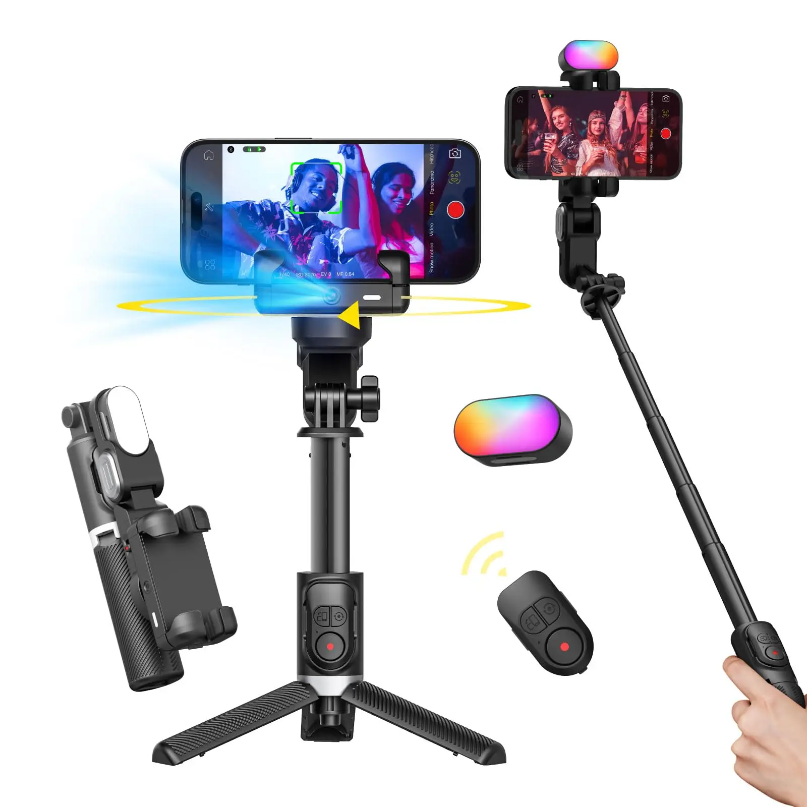 Smartphone Gimbal with Wireless Remote, Selfie Stick Tripod 
