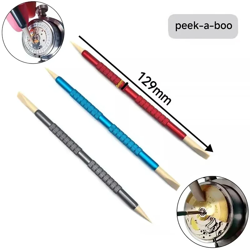 Peek Stick with Auxiliary Movement Core Clamp Watch Dial Cleaning Pen Watchmaker Watch Repair Tool Double-Ended Color Assist Rod