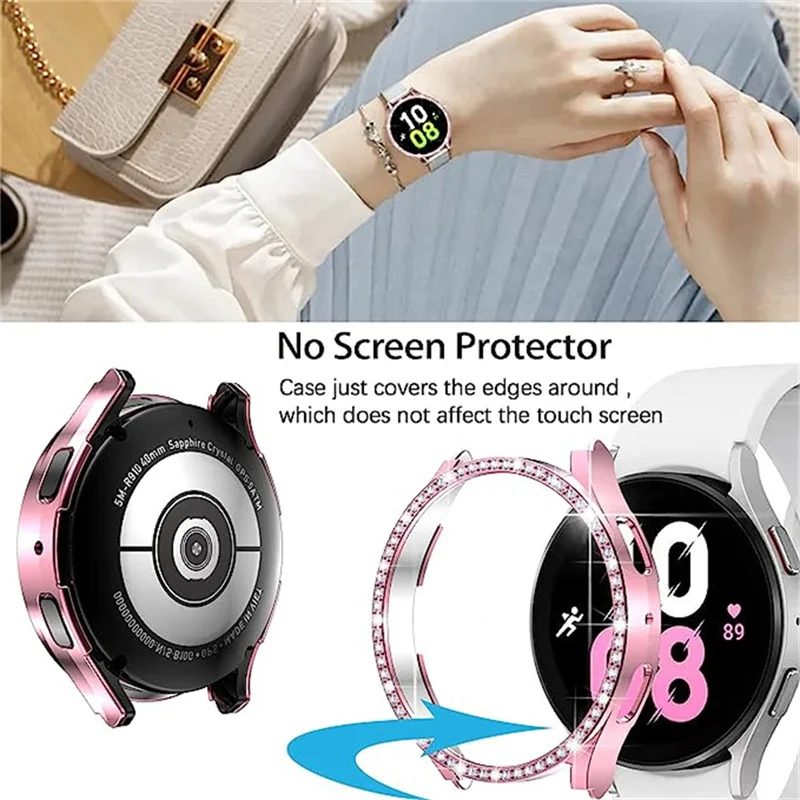 Diamond Case for Samsung Galaxy Watch 4/5/5 pro 44mm 40mm All-Around Bumper Protector Galaxy watch 4 classic 42mm 46mm PC Cover