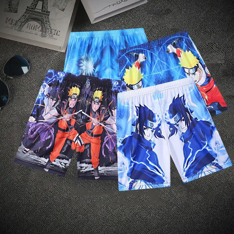 Naruto Sasuke Kakashi Shorts Beach Pants Loose Casual Cartoon Summer Boys Pants Anime Game Peripheral Clothes Gifts Wholesale