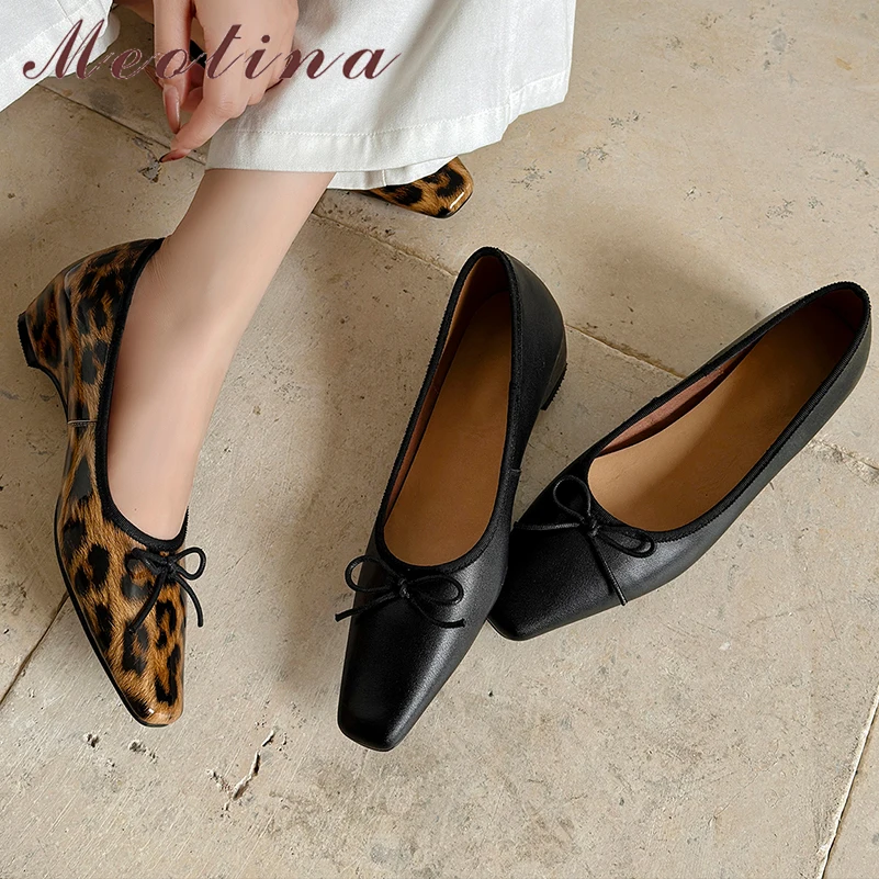 meotina-women-genuine-leather-pumps-square-toe-thick-mid-heels-bow-concise-glove-shoes-ladies-fashion-shoes-spring-autumn-40