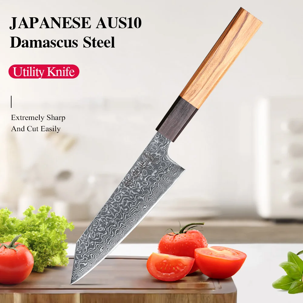 5-inch Kitchen Utility Knife Japanese Hand Forged Damascus Steel Chef Knives Vegetable Meat Peeling Fruit Knife Cooking Tools