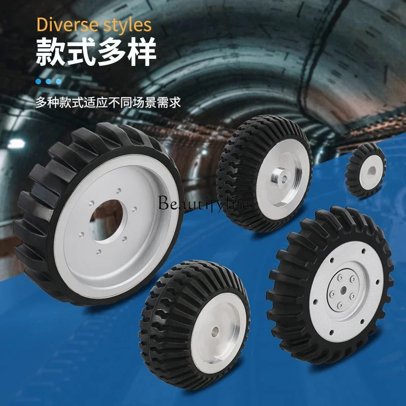 Pipe Robot Wheel Non-Slip Rubber Driving Wheel Aluminum Alloy Solid Rubber