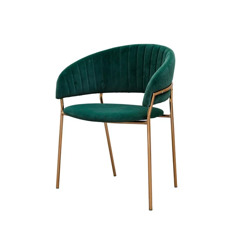 

Nordic hair model room gold plated makeup restaurant hotel furniture velvet dining chair light luxury