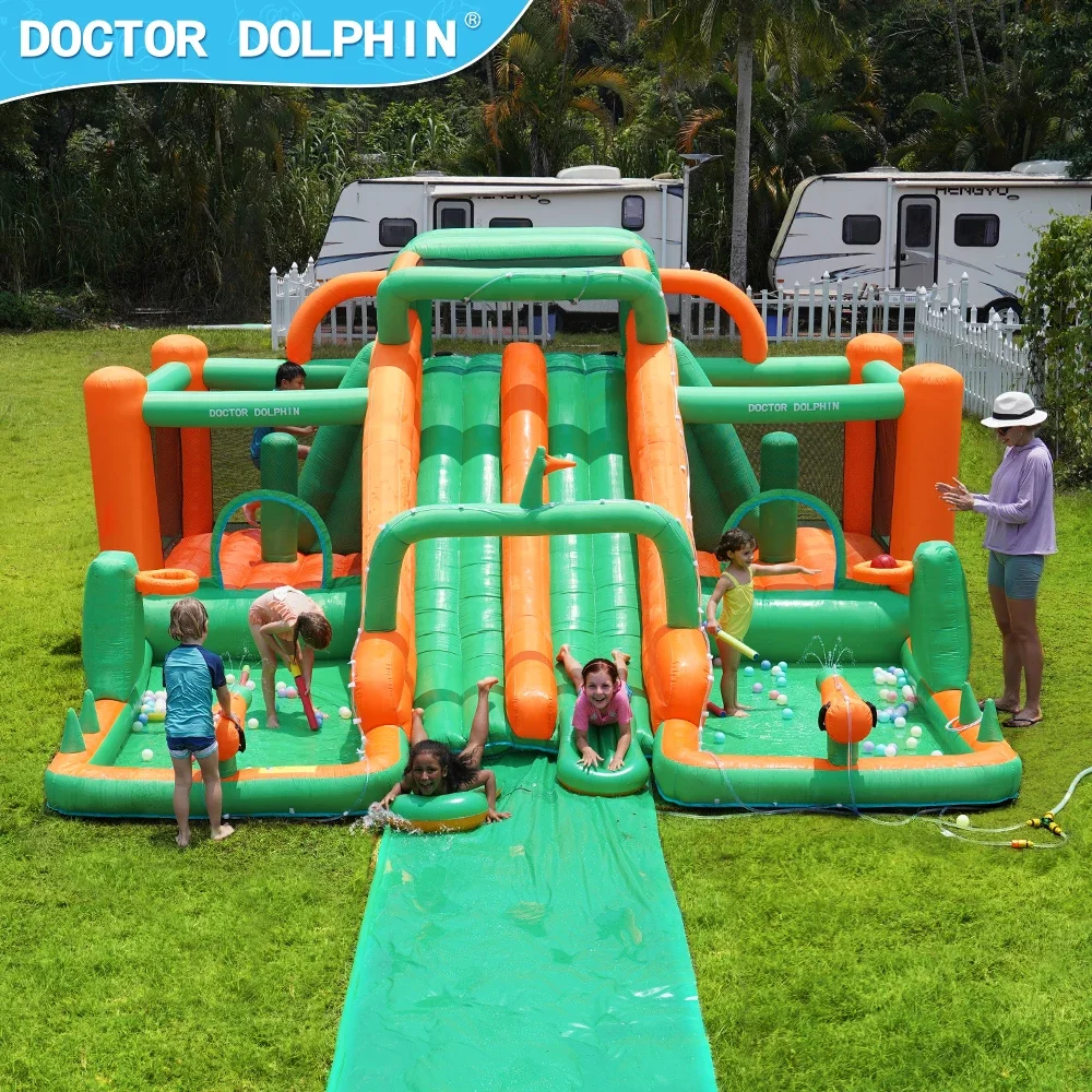 

Большой надувной водный домик Doctor Dolphin вечерние Kids для заднего двора, прыгающий замок Moonwalk, прыгающий домик с воздуходувкой