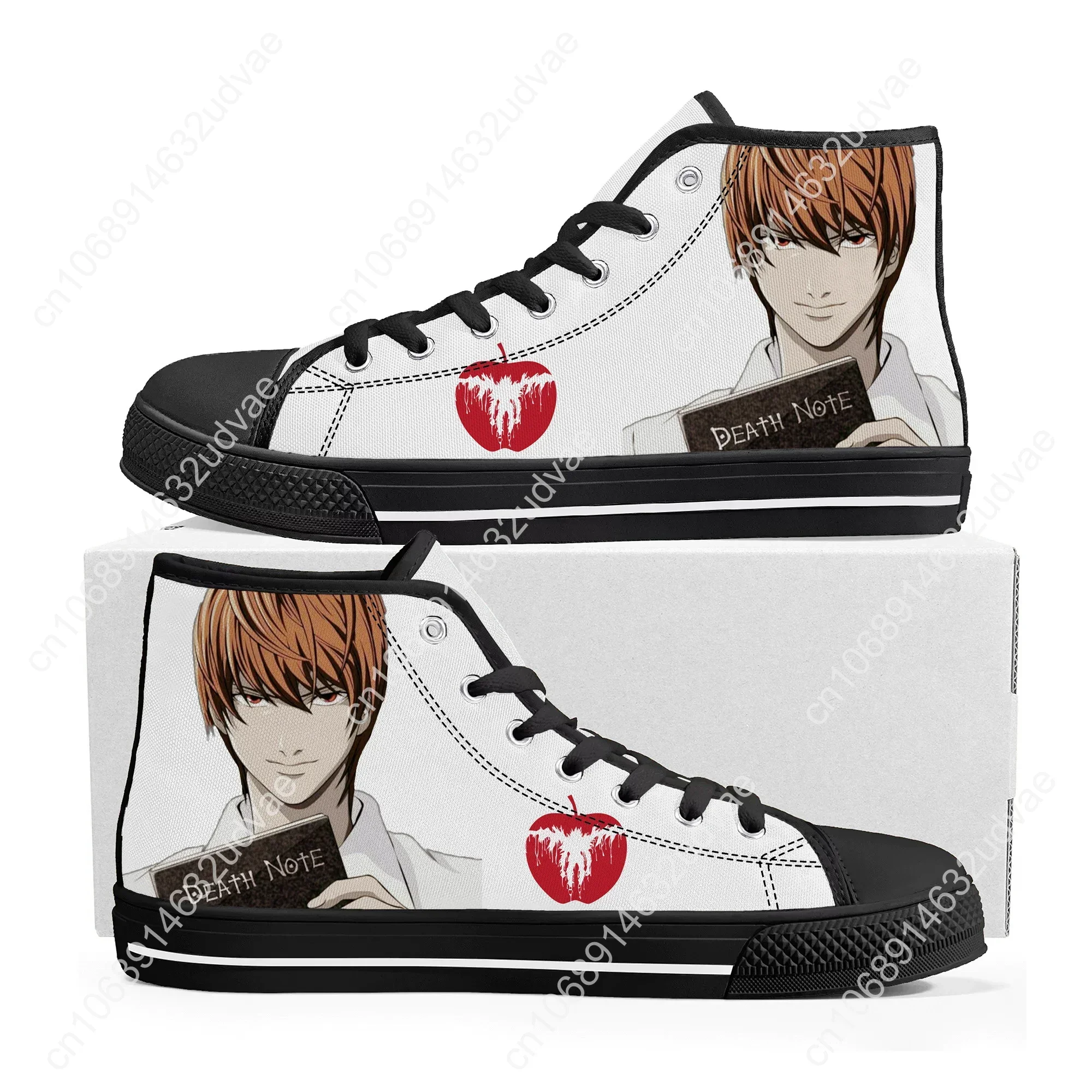 Anime Death Note Yagami Light L High Top Sneakers Mens Womens Teenager Canvas Sneaker Casual Couple Shoes Custom Casual Shoe