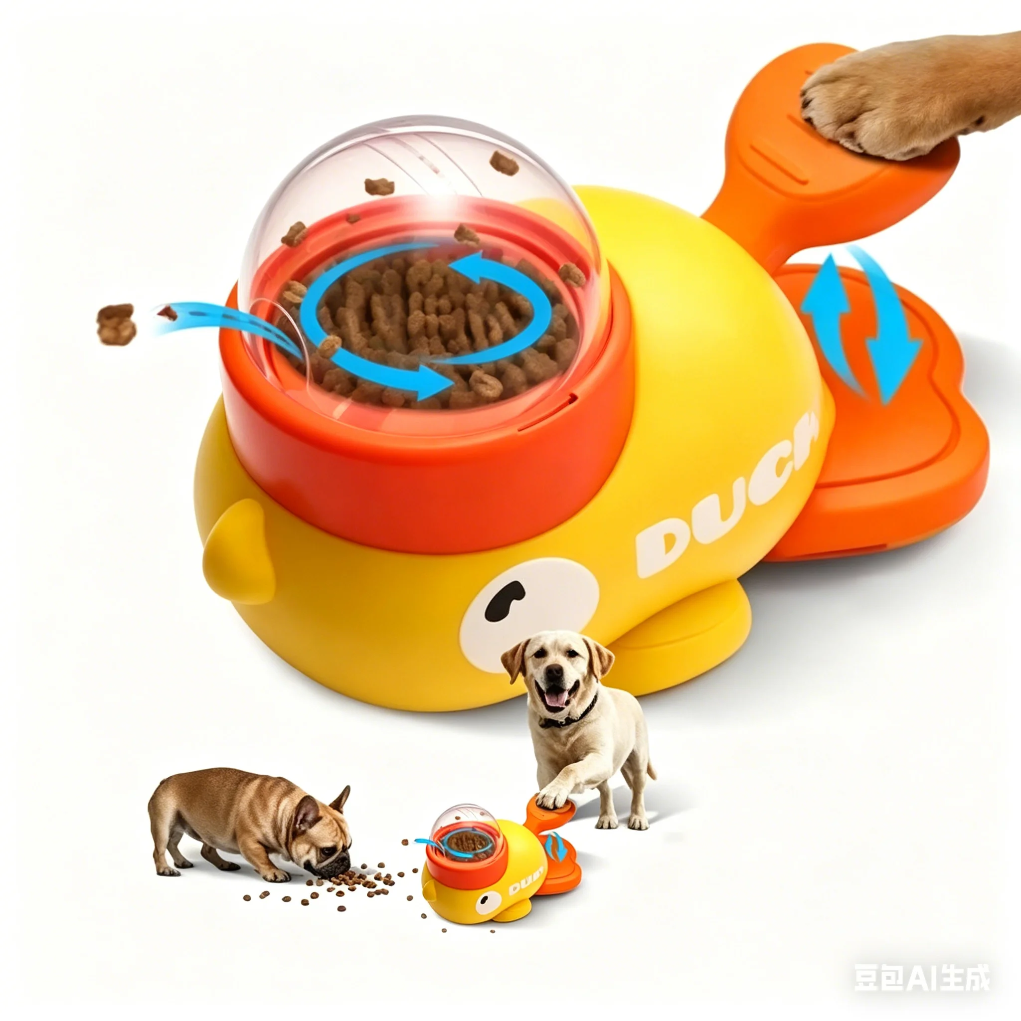

Dog, cat, pet feeder, little yellow duck, interactive puzzle dog feeding machine, puppy, missing food toy, anti-slip bottom