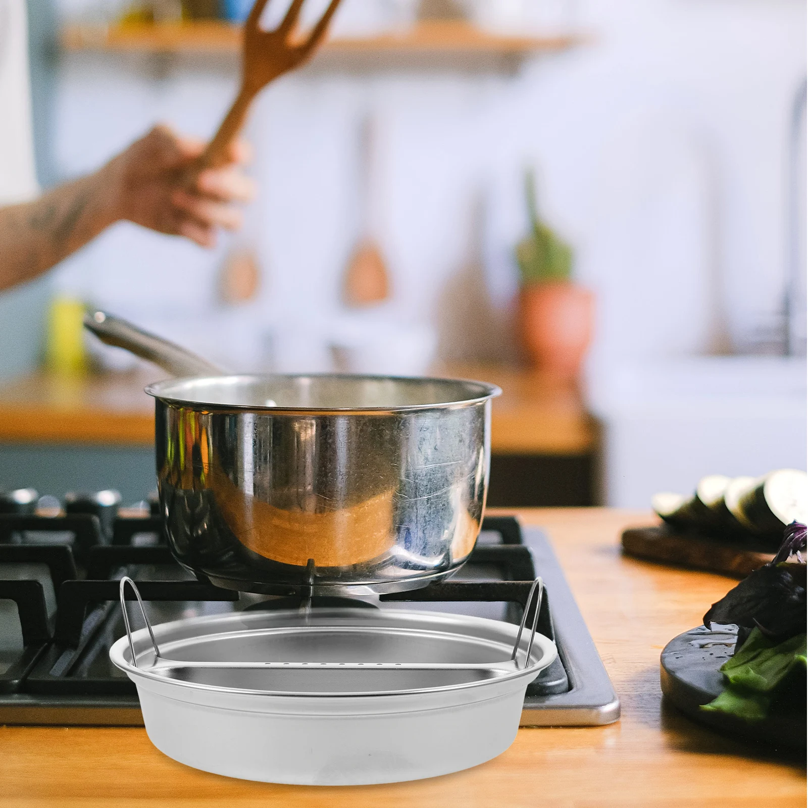 

Stainless Steel Steamer Basket Round Hole Design Rice Cooker Steamer Rack Kitchen Food Steaming Tray for Seafood