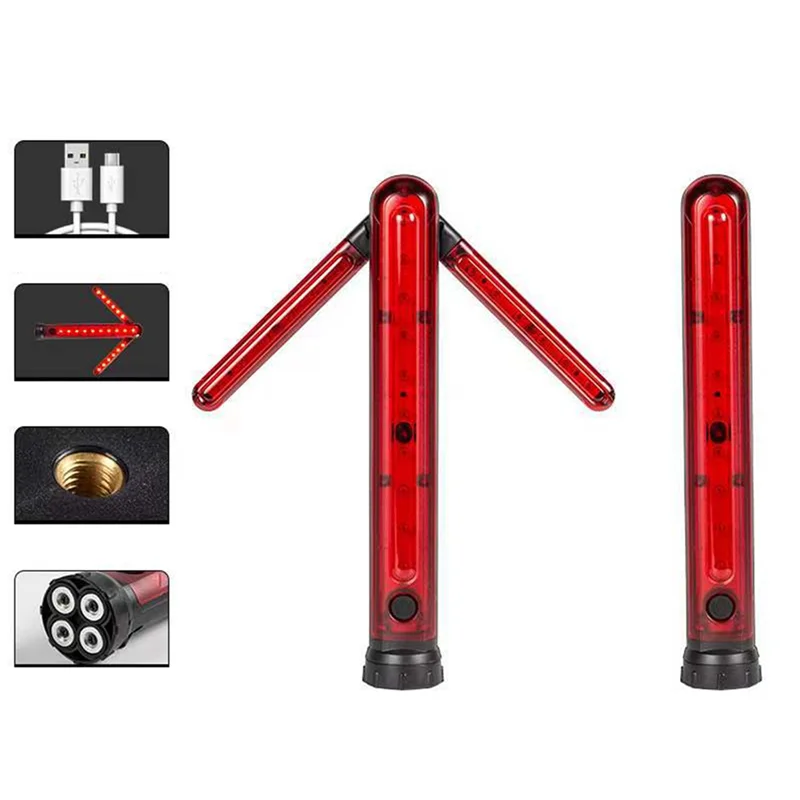 ABKQ-2X Traffic Stick, Led Traffic Safety Batons, Signal Emergency Road Flares, Extendable Blade Handheld Led Warning Light