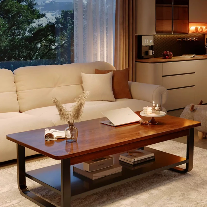 Large Solid Wood Coffee Table Floor Storage Vintage Centre Table Living Room Sofa Mesa De Centro Sala Mid Century Furniture