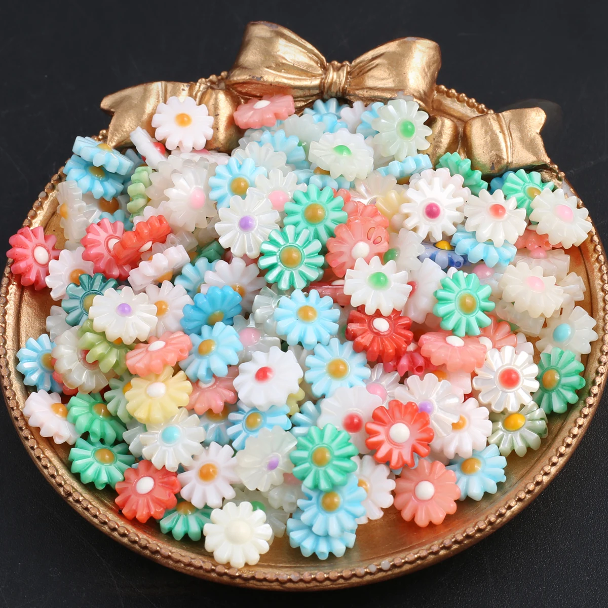 6/8/10/12mm Chrysanthemum Natural Shell Beads Multi Color Through Hole Beads 5PCS DIY Necklace Bracelet Earring Accessories