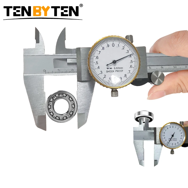 

Dial Caliper Metric High Precision Metal Stainless Steel Vernier Calipers Shockproof Inner Outer Diameter Tester 0-150 Measurin