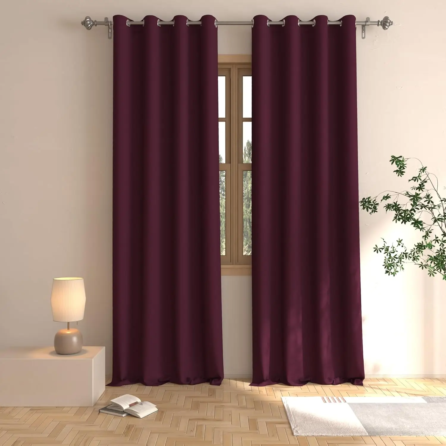 

Burgundy Red Blackout Curtains 92 inches Long Room Darkening Bedroom Window Curtain Panels Living Room Divider Doorwa