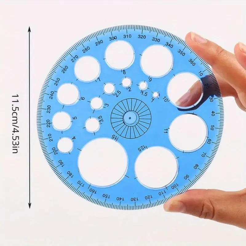 7Pcs random color of 360-Degree Full-Circle Protractors, Geometric Drawing Tool, Large Transparent Circle Protractor, Quick Circ