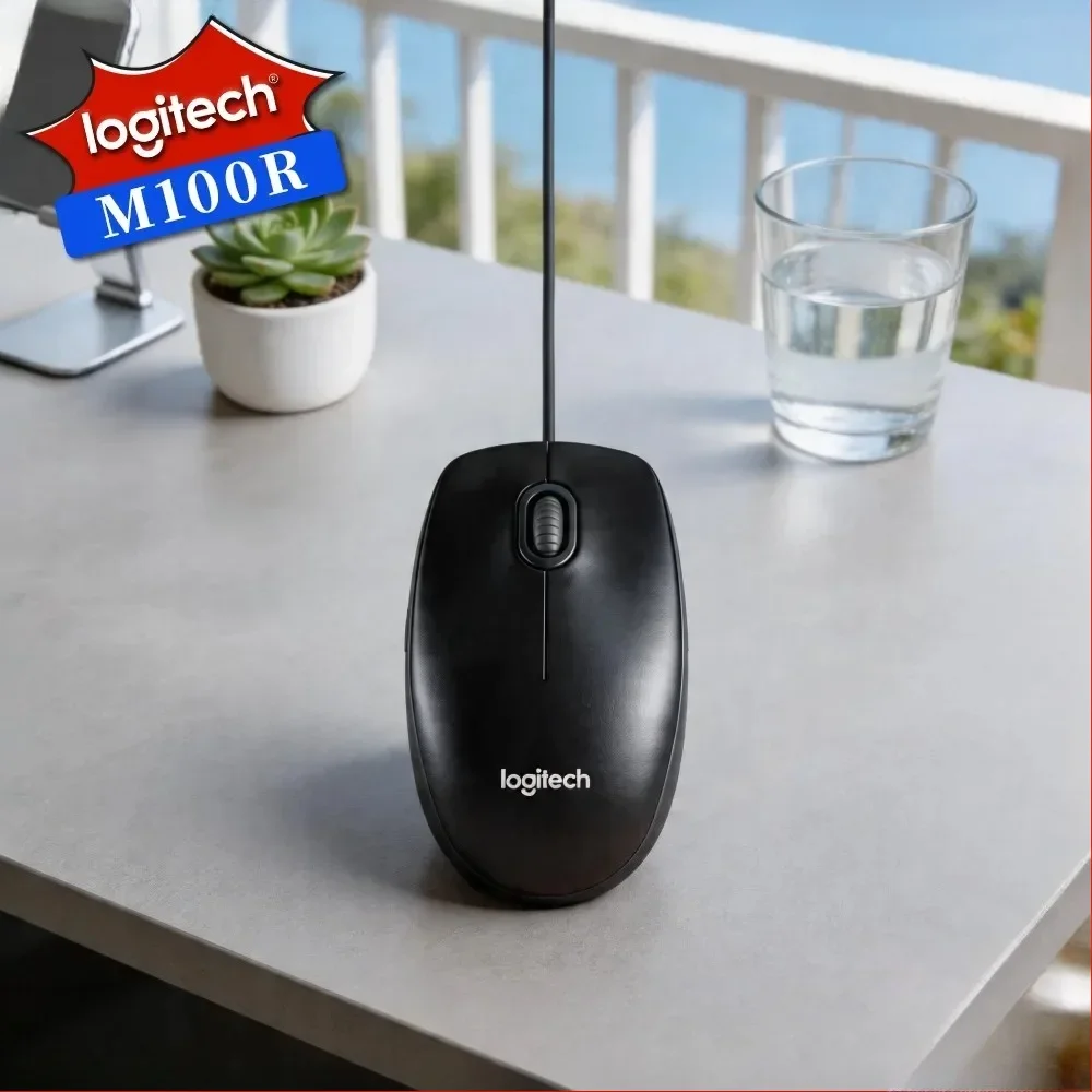 Logitech M100R Wired Mouse with USB Interface - Suitable for Office and Home Use