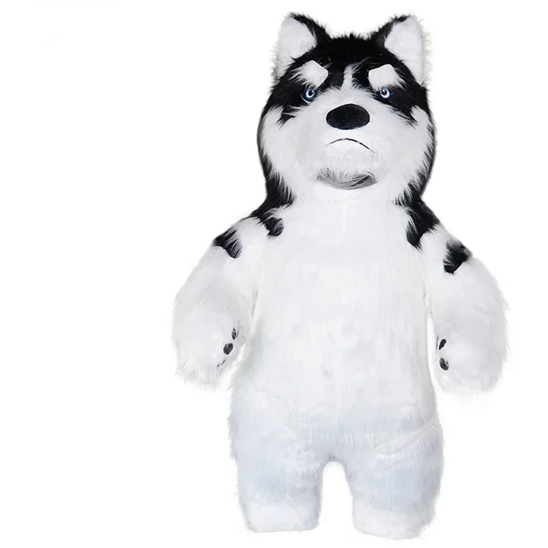 

Inflatable White Black Halloween Long Fur Husky Dog Fursuit Mascot Costume Cosplay Party Fursuit Halloween Suit Adult Size