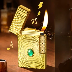 New Sound Steel Tone Metal Lucky Stone Grinding Wheel Lighter Refillable Gas Lighter for Men Smoking