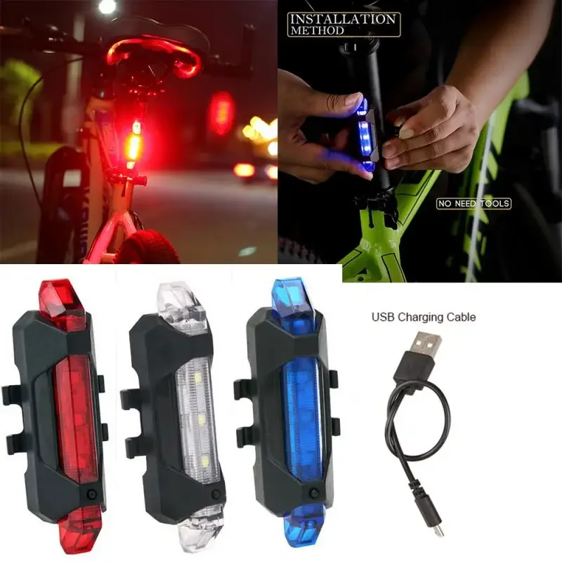 Bicycle Rear LED Light LED Bicycle MTB Tail Light USB Rechargeable Mountain Bike Lamp Waterproof Flashlight Bicycle Accessories