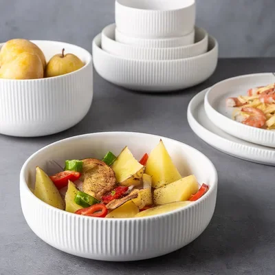 Nordic tableware matte glaze ceramic hotel creative fruit plate home with  rice bowl noodle bowl salad bowl dish