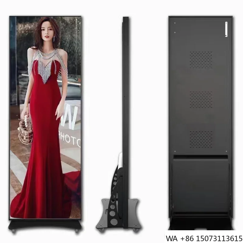 Indoor P1.86/P2/P2.5 LED Poster - Portable Video Wall with Wheels for Trade Shows & Stores