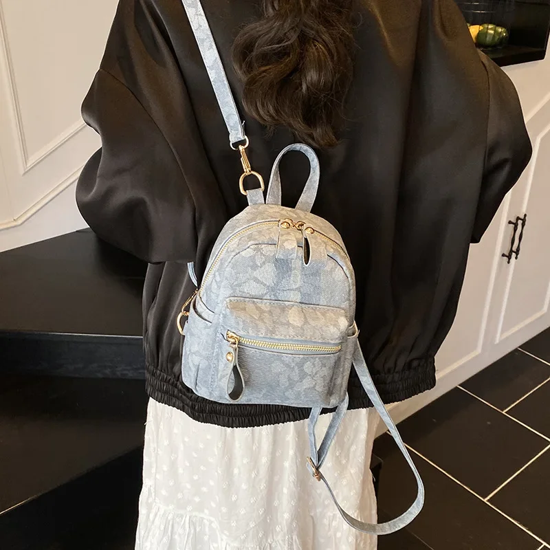 

Women's Fashion Multifunctional Shoulder Bag Large Capacity Reading Flower Backpack Girl Commuting Retro Backpack Monogram Print